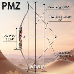 Takedown Traditional Recurve Bow 60 Horse Hunting Bow for Adult 20-50lbs