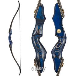 Toparchery 60 Archery Take-down Recurve Bow RH Blue Wooden Riser Bow 25-50lbs