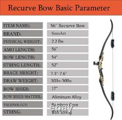 Topbows 56 Recurve Bow with 30 Max Draw 30 35 40 45 50lb Draw Weight Right Han