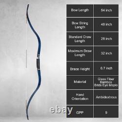 US 54inch Crimea Tatar Bow Blue Birds Eye Recurve Bow Horse Bow Archery Beginner