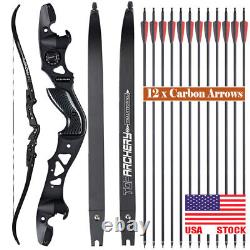 US-62 Archery ILF Bow Recurve Bow 30-60lbs Aluminum Riser & 12x Carbon Arrows