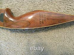Vintage 58 40x# Rh Fred Bear Grizzly Silver Medallion Recurve Bow Grayling Mich