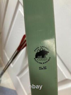 Vintage Bear Archery Black Bear Glass Power Recurve Bow 60 45# Teal Blue Green