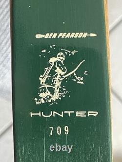 Vintage Ben Pearson Hunter 709 Green Recurve Bow 58 x50#-28 LH Draw