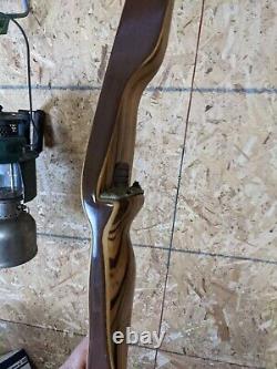 Vintage Fred Bear Grizzly Zebra Wood Beautiful 49# 58 recurve bow stunning
