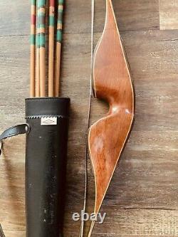 Vintage Indian Archery Mohawk Recurve Bow RH 52 45# With Neet Quiver & Arrows