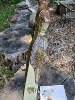 Vintage Wing Archery Presentation recurve 38# refinished in brindle 1963-64