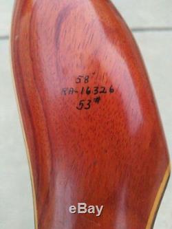 Vintage Wing Archery Red Wing Hunter Ra-16326 58 53# Right Hand Recurve Bow