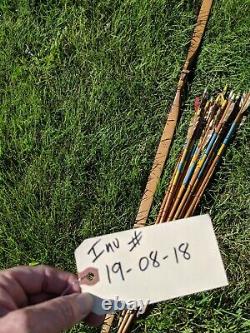 Vintage wood bow and arrows Archery apx 16 arrows 1930's 40's 30 lbs