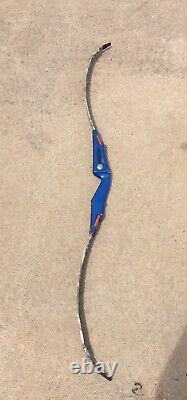 Vtg Fred Bear Archery Take Down Archery Bow Aluminum Blue Handle Red Limbs ROUGH