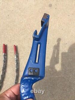 Vtg Fred Bear Archery Take Down Archery Bow Aluminum Blue Handle Red Limbs ROUGH